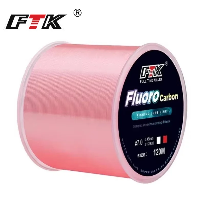 FTK 120M Carbon Fiber Coating Fishing Line 0.14-0.6mm 4.13LB-34.32LB Fluorocarbon Line Accessories