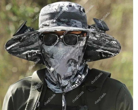 Solar Fan-Dual Fan Solar Fan-Dual Fan Solar Powered Sun Hat, Rechargeable Fisherman Hat With Fan, Summer Travel Sun Hat