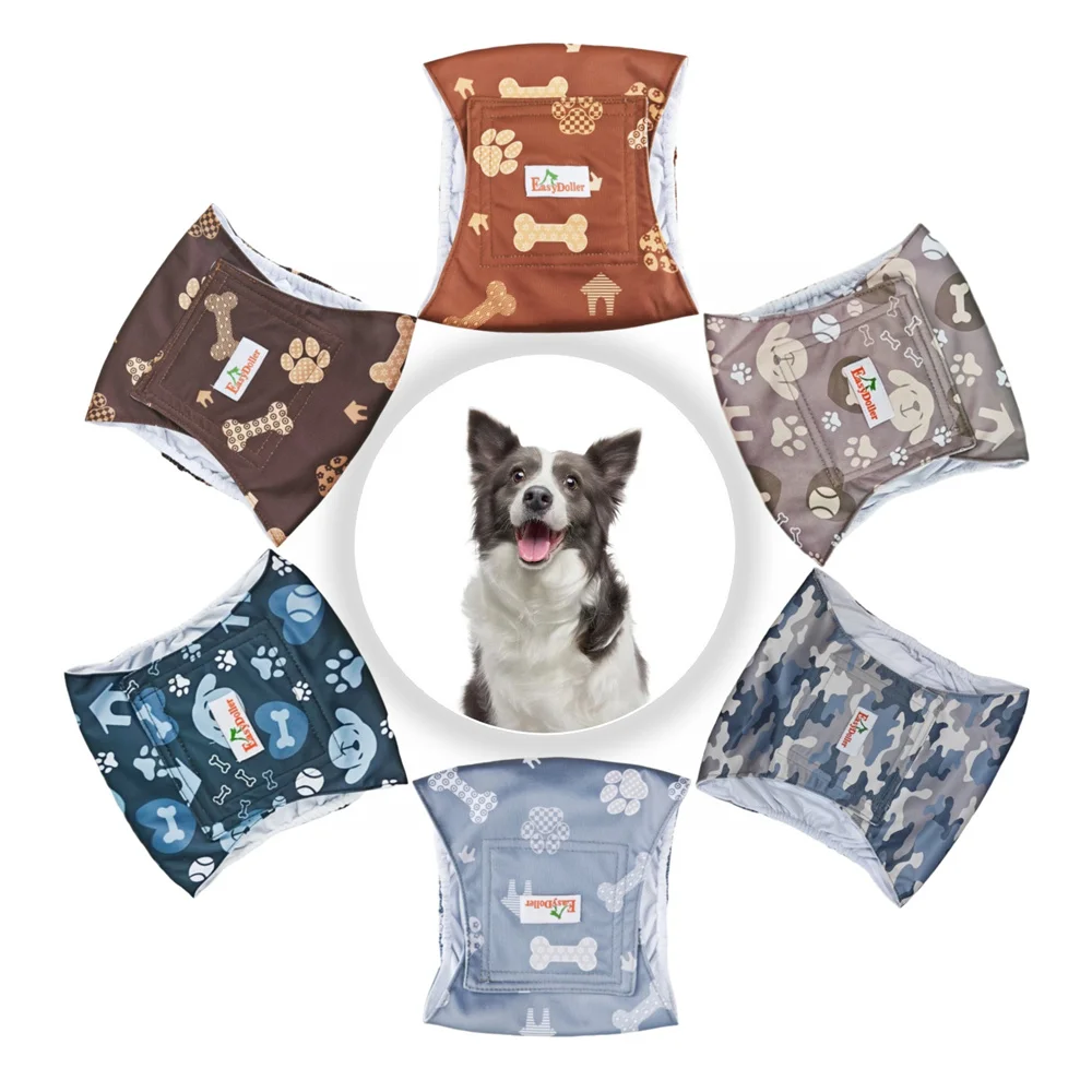 Washable Male Dog Diaper Cloth Nappies Claw Pattern Printed Reusable Pet Dogs Underwear Pants Leak Proof Care Sanitary Diapers