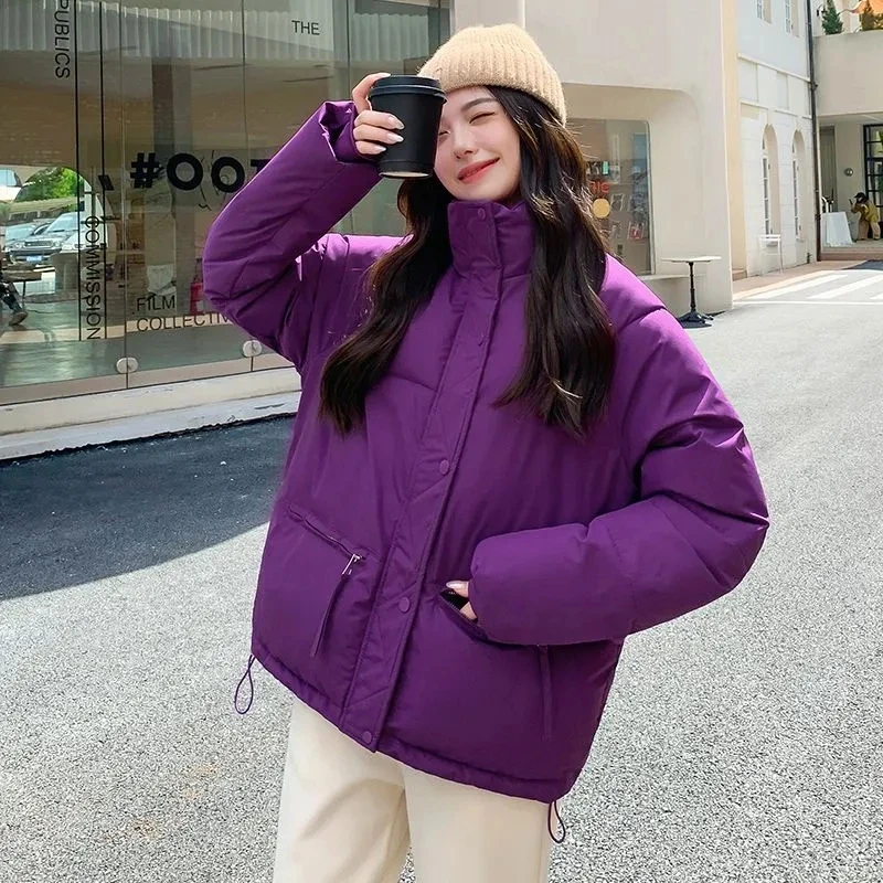 New Winter Coat Women Down Cotton Coat Causal Thick Warm Parkas Zipper Short Winter Jacket Outerwear Female Bread Cotton Clothes