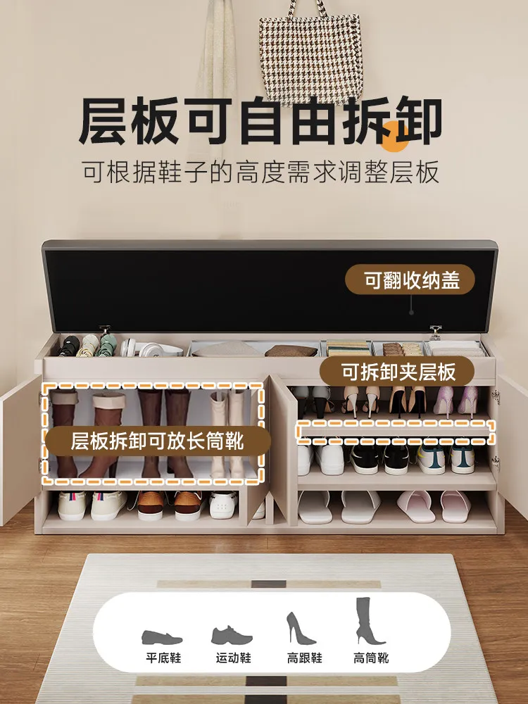 At the door of the shoe change stool, the household light luxury high-end shoe cabinet can sit in an integrated soft package