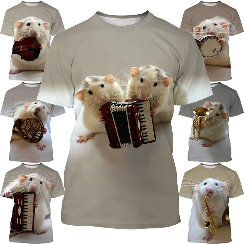 Funny Cute Animal 3D Printed T-shirts for Boys, Girls and Children Pet Mouse Pattern Tops Breathable and Light Summer Sportswear