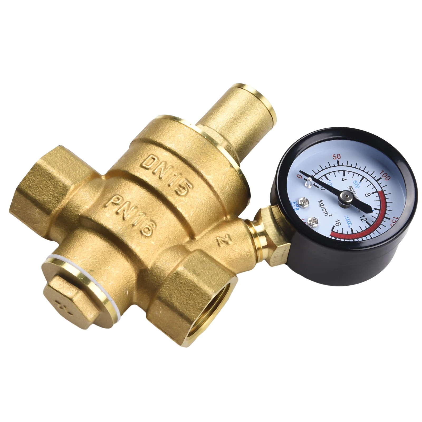 NPT 12 Brass Water Pressure Regulator with Gauge Meter Adjustable Reducer DN15 for Tap Water Equipment Efficiency