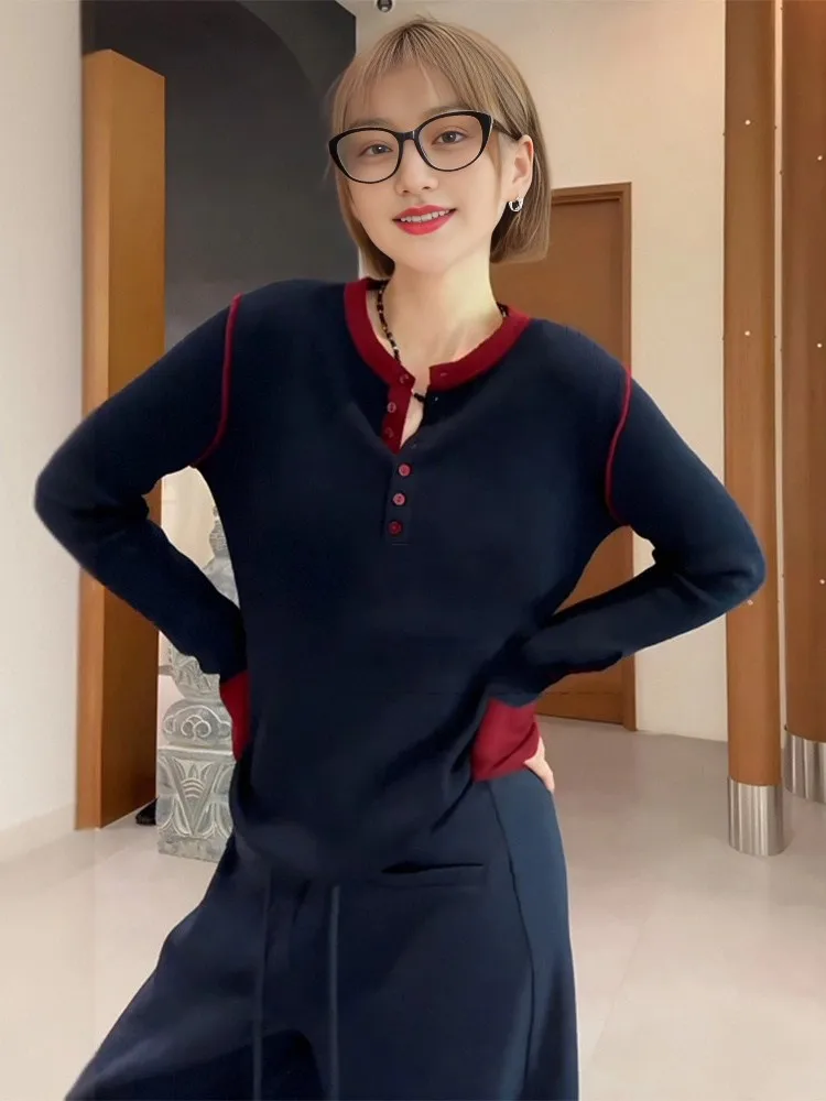 

Женские пуловеры бордового цвета в стиле офисной униформы 90-х, облегающий свитер, сочетающийся с очками, серый, черный, нейтральный, корпоративный шик, модный стиль BF