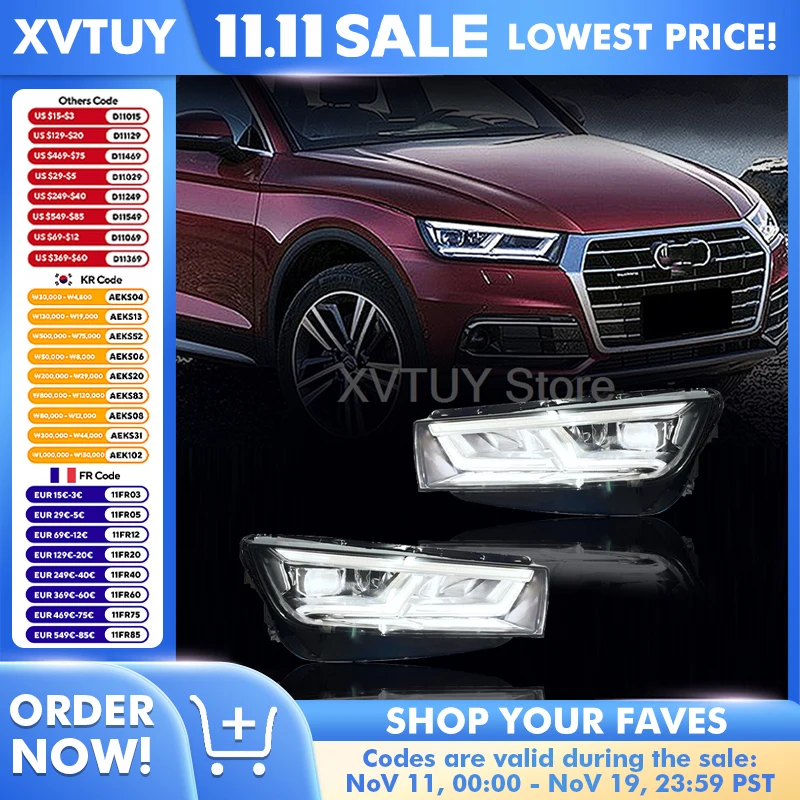 

For 2018 2019 2020 Audi Q5 Car Lights Headlight Assembly Auto Parts Modification Full LED Daytime Lights DRL Head Lamp New Style