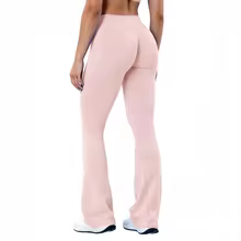 Legging Flared Seamless Tummy Control Scrunch Sportswear Pro - Pink