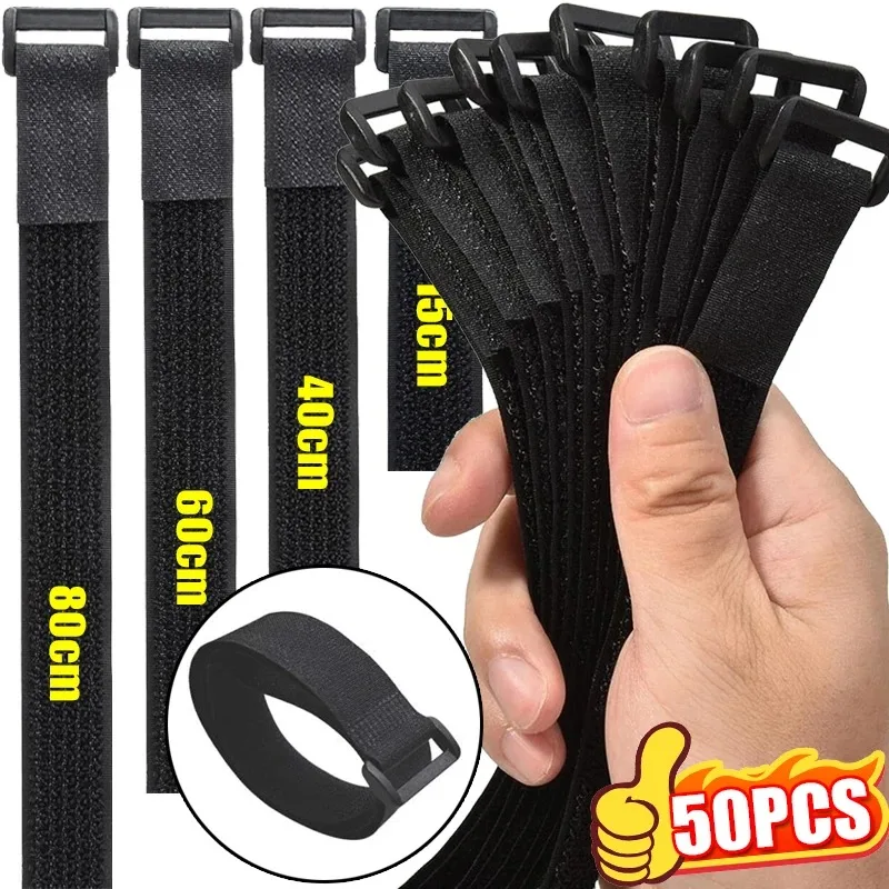 10/20/30/50pc Reusable Hook and Loop Ties, Reverse Snap Nylon Straps for Securing Rope Management, Organizer DIY Straps