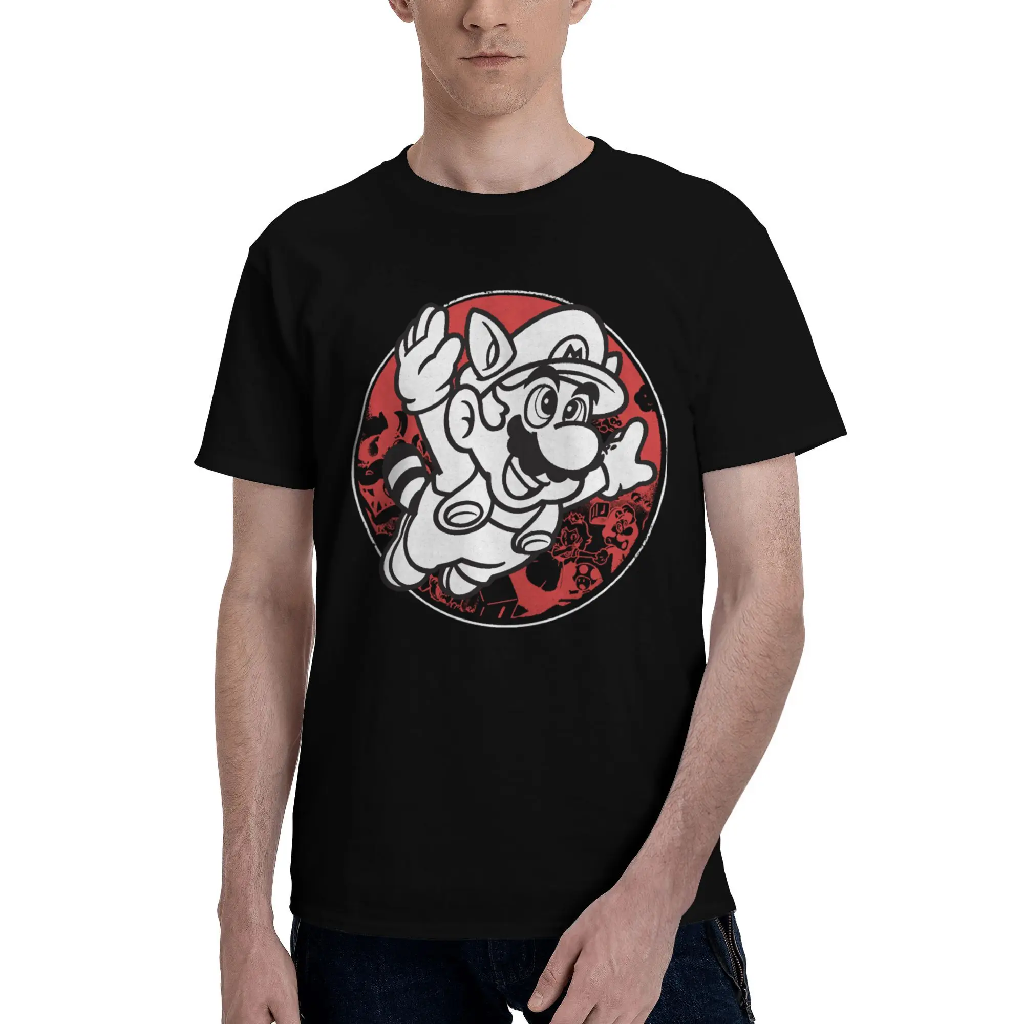 

Custom Handsome M-Marioed T Shirt Men Short Sleeve Pure Cotton T-shirt Casual Funny Cartoon Tee Streetwear Tshirts