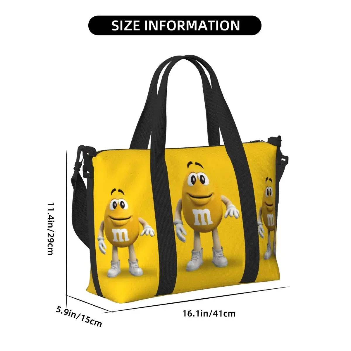 カスタム MM チョコレート キャンディ トート バッグ女性大容量漫画ビーチ ジム ショルダー トラベル バッグ