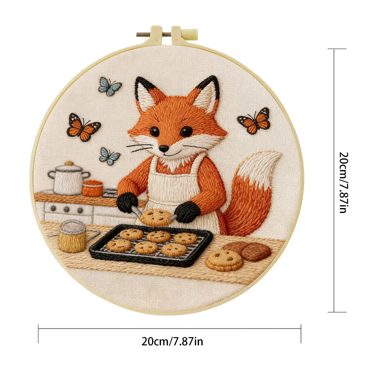1 Stück 20X20CM/15X15CM 7,87/6,3 Zoll Tier - Fuchs Stickerei Starter-Kit DIY-Kit DIY-Stickerei-Set Handarbeiten Nadelkunst – Detail 4