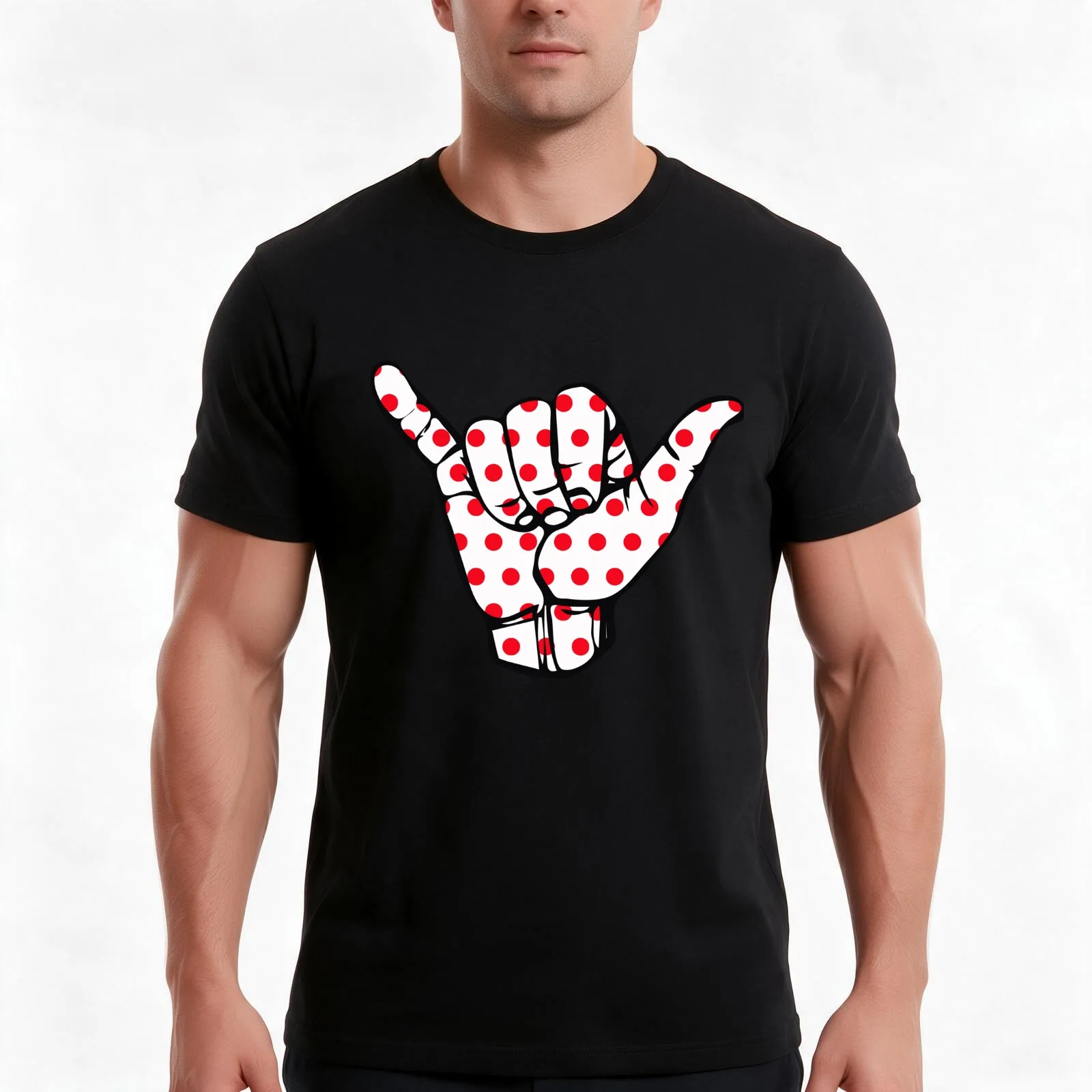 King of the Mountain Polka Dot Shaka T-Shirt, Summer Casual Cotton Tee, Oversized Streetwear Tops, Vintage Graphic Print