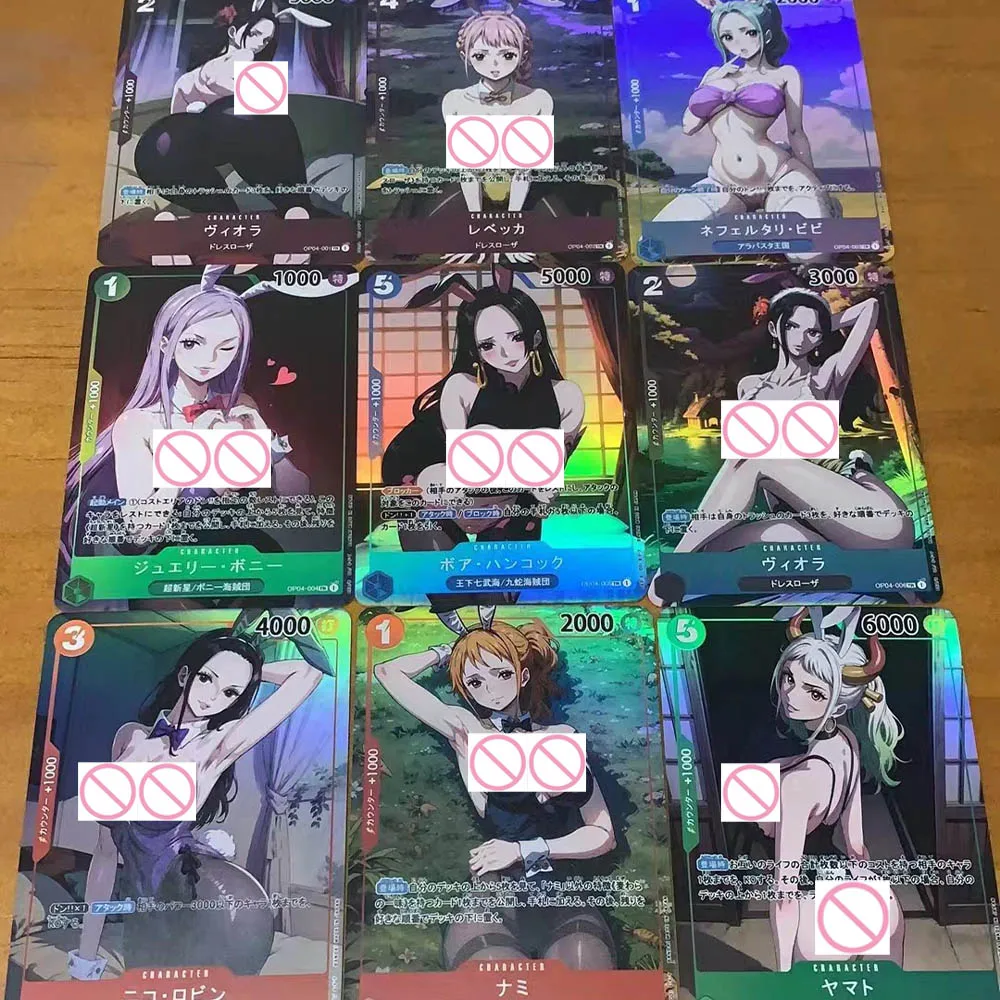 9pcs/set OPCG Anime Sexy Collection Card Yamato Nefertari D.Vivi Fat Buttocks Ample Breasts Half Naked Card Colorful Flash Gifts