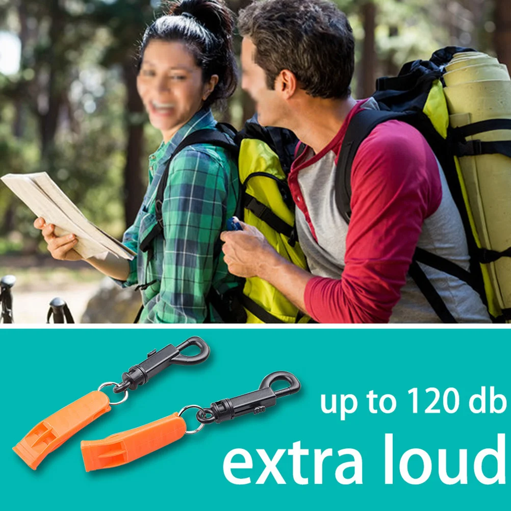 Apito de segurança de plástico forte, 5 peças, apito de sobrevivência de emergência para aventura ao ar livre, caminhadas, acampamento, acessórios de viagem com chave