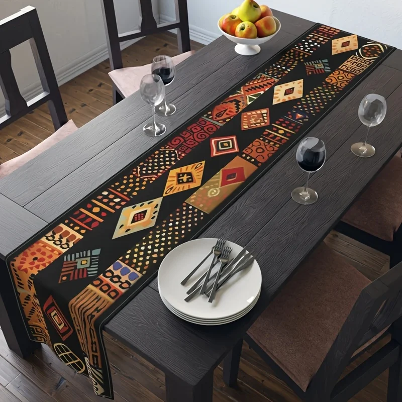 VIKAMA Tischläufer mit afrikanischem Stammesmuster, traditionelle Heimdekoration, Einweihungsparty-Tischdekoration, Picknick-Dekoration im Freien