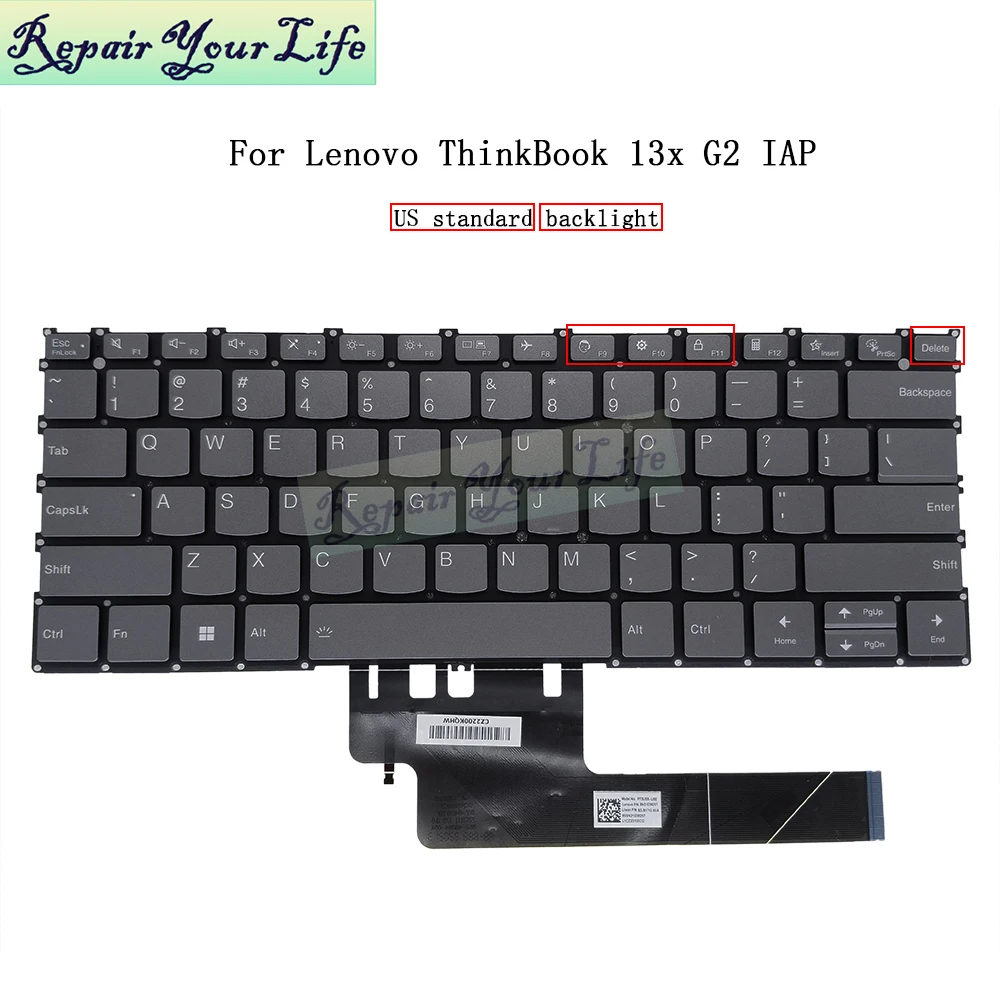 

US English Backlit Keyboard for Lenovo ThinkBook 13x Gen2 G2 IAP G2IAP 21AT Laptop Keyboards SN21E38257 PT3UEB-USE PK132KM1A00