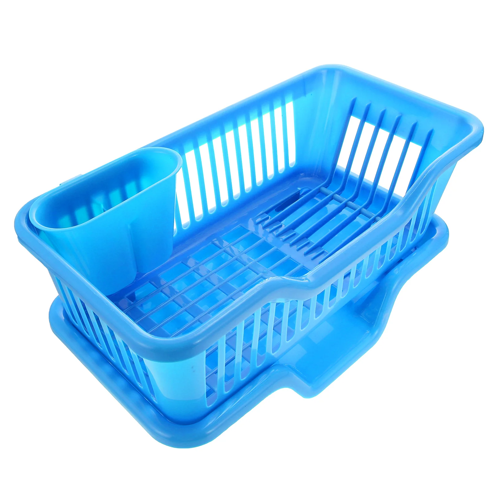 

Blue Plates Kitchen Shelf Household Draining Rack Dish Drainer Plastic Cup Holder Tableware Storage Basket Drying