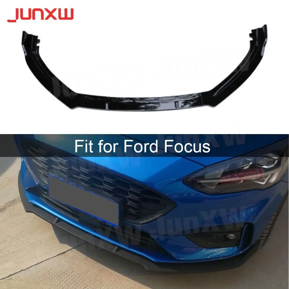3 PCS/Set Front Lip Spoiler Apron For Ford Focus 2019+ ABS Carbon Look Black Head Bumper Chin Shovel Guard Car Styling