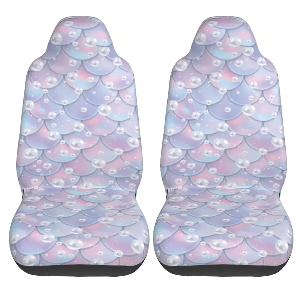 Mermaid Tail Texture Cat Heads 2PCS Car Front Seat Cover, Suitable for Most Car Models Beautiful Anti Fouling and  seat cushion