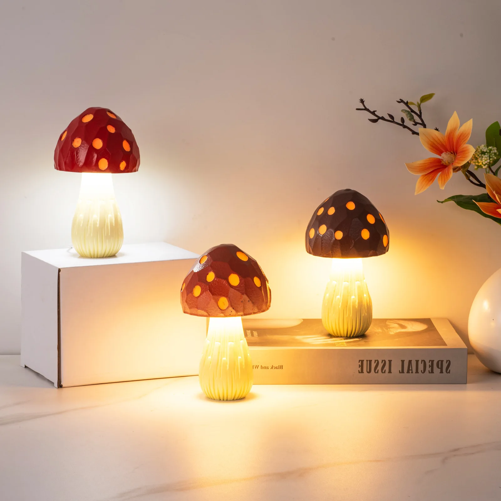 Creative Mushroom Table Lamps Children's Room Kids Nursery Atmosphere Bedside Night Light Dimming Baby Decorative Desk Lights