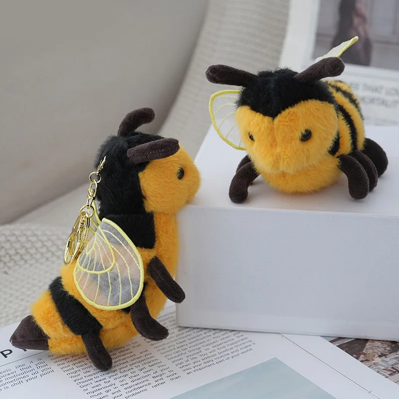 Cartoon Animal Bee Plush Keychain Stuffed Doll Toys Backpack Pendant Ornaments Gifts ﻿