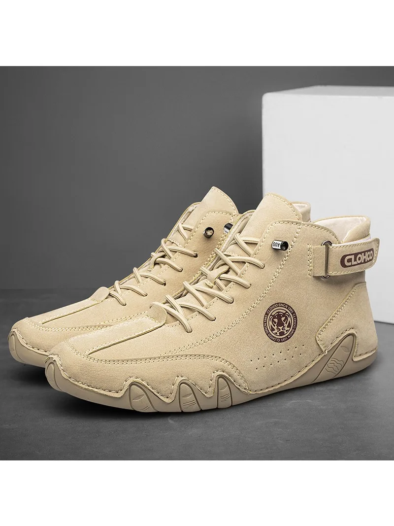 Mode hoge herenlaarzen 2025, lente nieuwe casual leren laarzen, met de hand genaaide modetrends, hoge sneakers, heren, grote maat 39-48