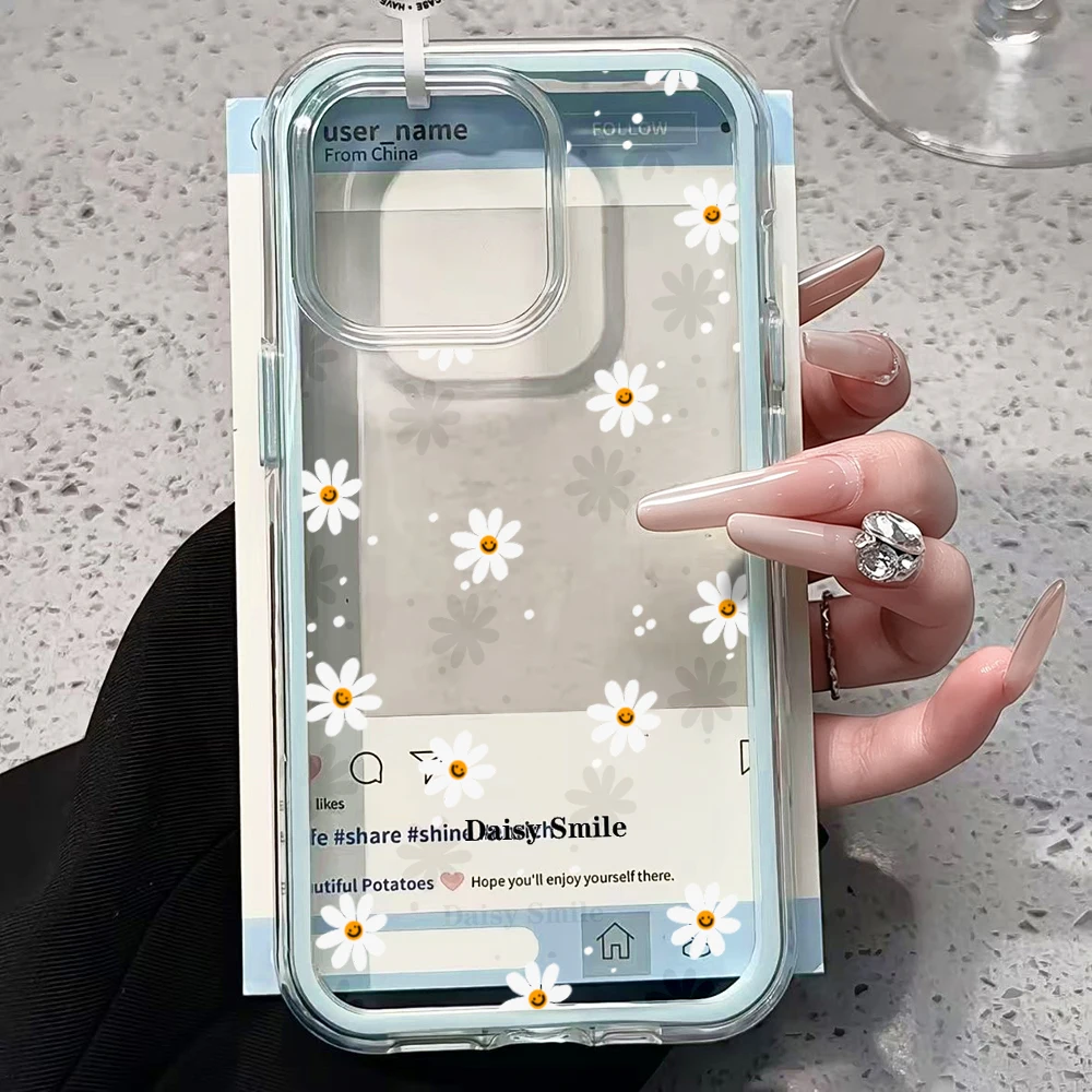 Minimalism Daisy INS Phone Case For Samsung Galaxy S26 Ultra S25 S24 Plus s22 s23 Plus FE A57 A54 A55 A35 A36 A37 5G Clear Cover