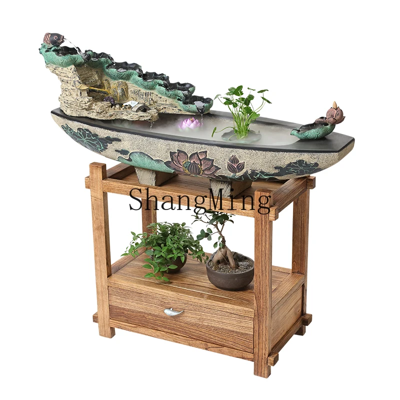 

ZYY Lucky Feng Shui Wheel Flow Ornament Living Room Floor Rockery Fountain Fish Tank Ornament