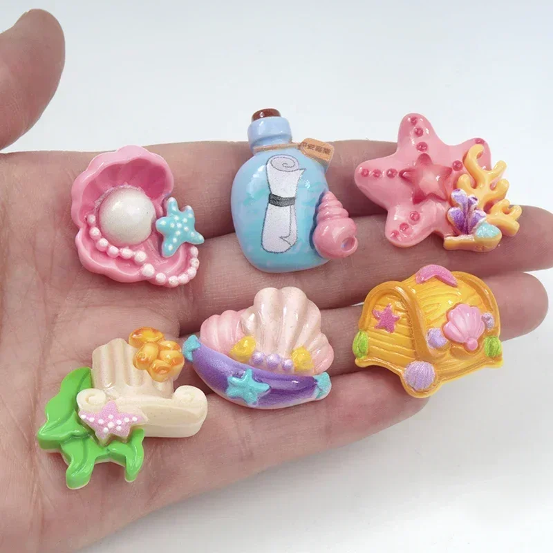 10/100Pcs Resin Drifting Bottle Starfish Treasure Series Flatback Scrapbook DIY Crafts Children Hairpins Dollhouse Accessories