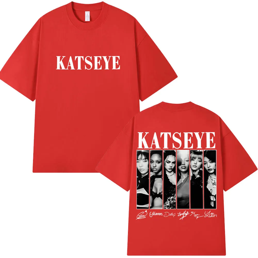 Vintage Koreaanse Stijl Katseye Grafische T-shirts Kpop Mannen Vrouwen Populaire T-shirt Mode Harajuku Kawaii T-shirt Y2K Kleding ﻿