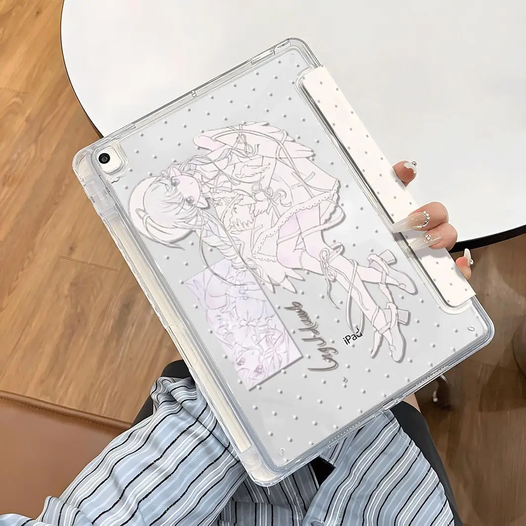 Korean Angel Girl Lamb Tablet Case For iPad Pro 11 13in 2025 iPad Pro 12.9in Air7 10th 11th M4 M5 3Y Folding Protective Cover 2