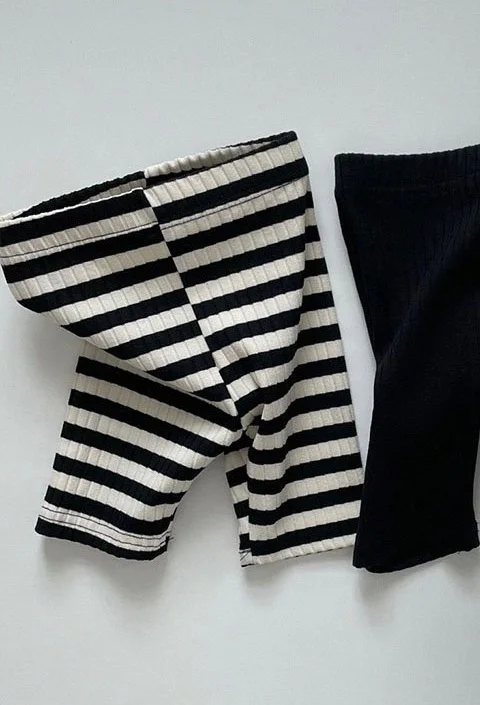 Spring Girls\' Middle Pants 0-6 Year Old Striped Cotton Children\'s Pants Solid Color Casual Boys Baby High Elastic Pants