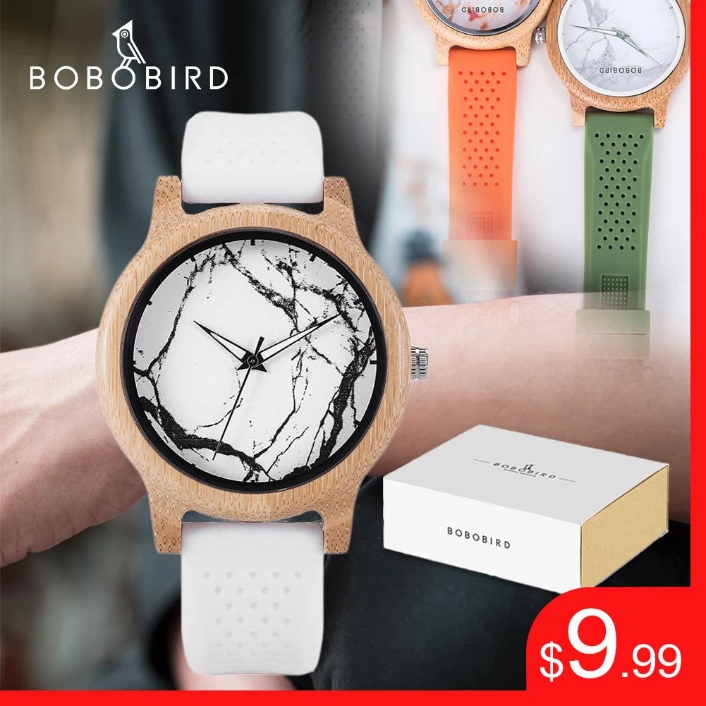 BOBO BIRD Men's Wooden Watch Silicone Strap Quartz Watches  Sport Watch for Summer Can Customized Gifts For Men