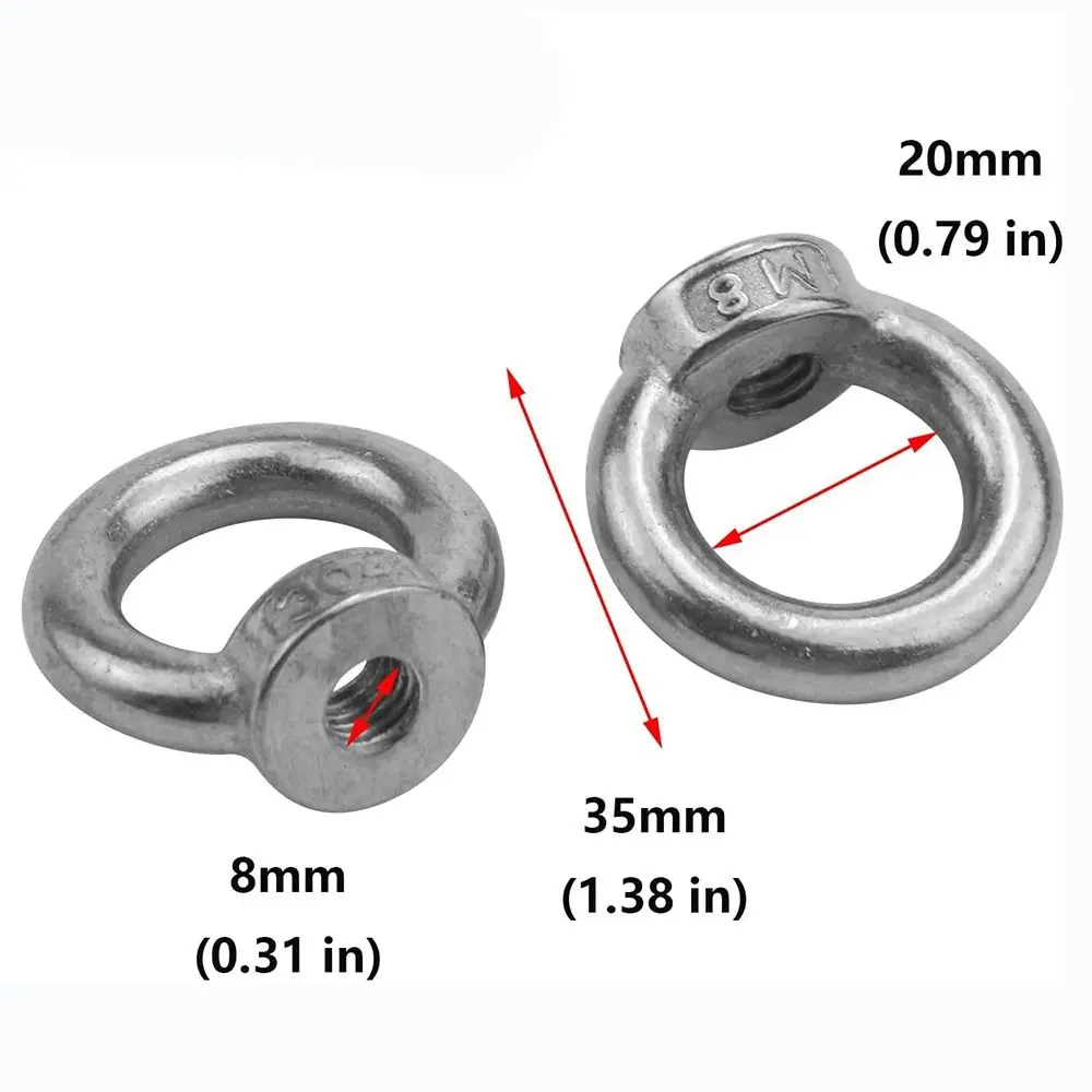 Lot De 5 écrous De Levage En Inox 304 M16 – Style Anneau Japonais, Forme Anneau