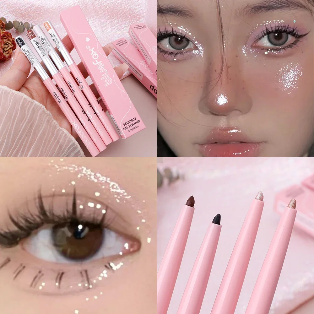 1pcs Matte Black Brown Eyeliner Gel Pen Waterproof Smooth Lasting Glitter Lying Silkworm Pen Not Bloom Eye Liner Makeup Comestic