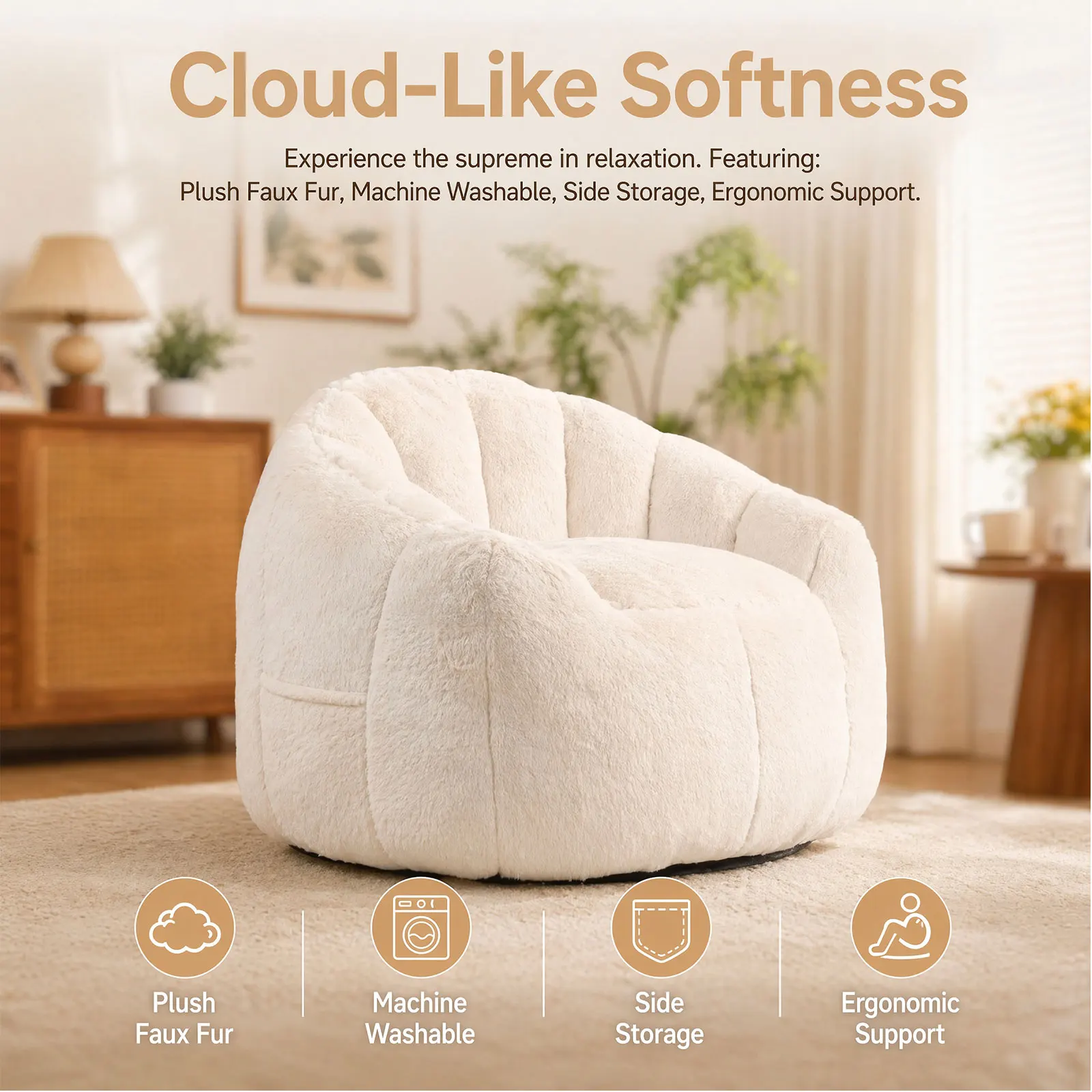 Bean Bag Chairs Large Bean Bag Couch for Adults Stuffed Sofa Chair Comfy Giant Bean Bag Chair with Spacious Design for Reading, Playing or Relaxing