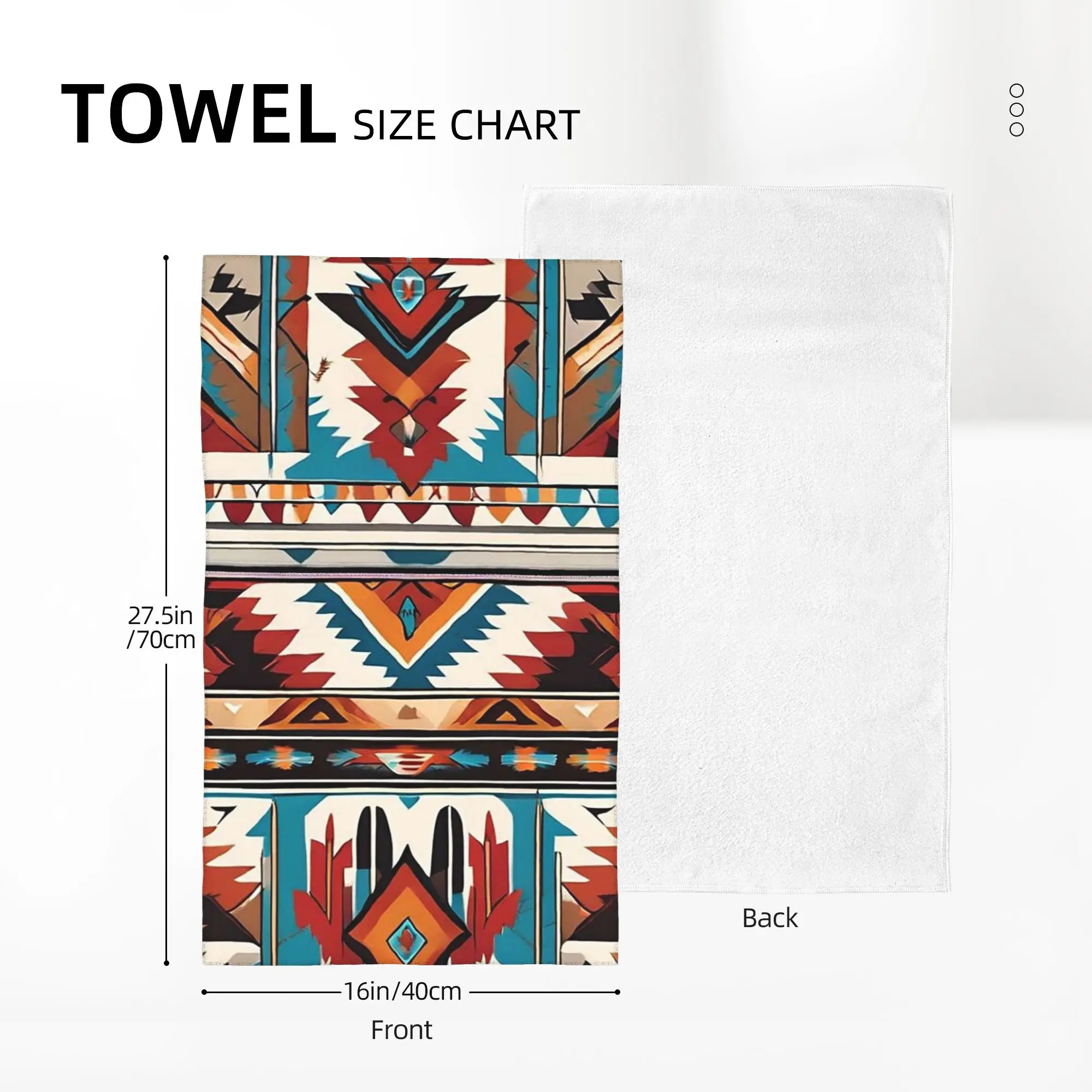 Custom Navajo watercolor pattern Soft Face Towel Quick Dry Pool Bath Cotton Towels Breathable