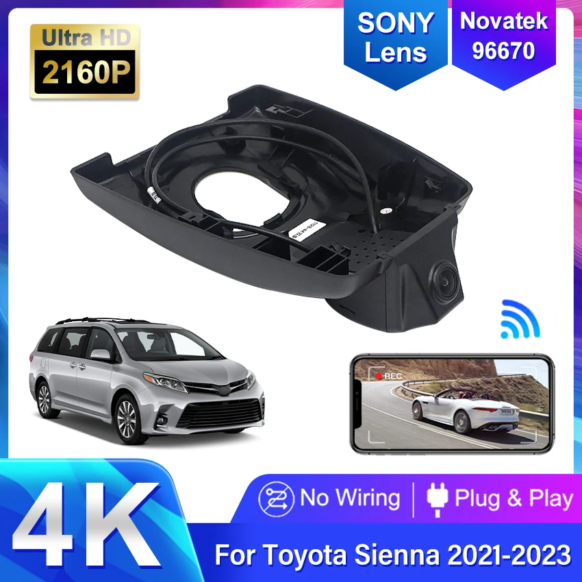 

HD 4K 2160P Plug and Play Hidden Car DVR Video Recorder Dash Cam Dashboard Camera For Toyota Sienna 2021 2022 2023 Night Vision