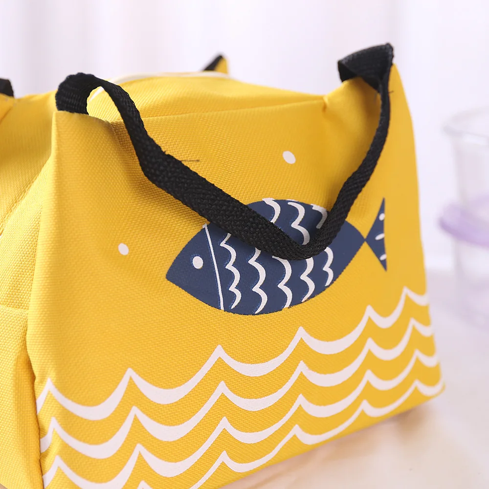 Amiqi Fresh Cooler Bag High Capcity Lunch Box For Women Convenient Lunch Bag Waterproof Kawaii Fish Pattern Food Bags for Work