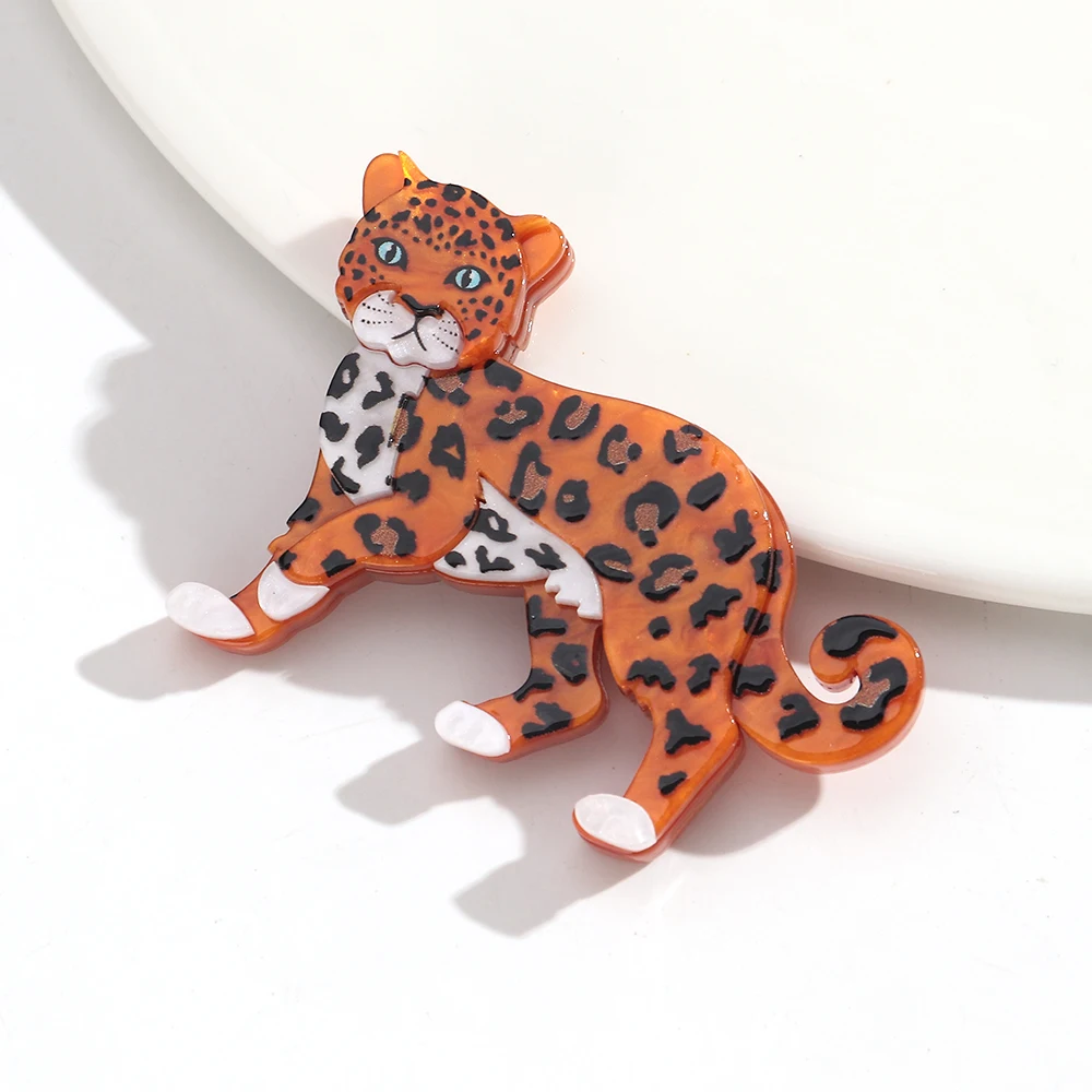 Niedliche Acryl-Cartoon-Leoparden-Broschen für Damen und Herren, Liebliche Tier-Panther-Splice-Anstecknadeln, Schmuck-Accessoire – Detail 5