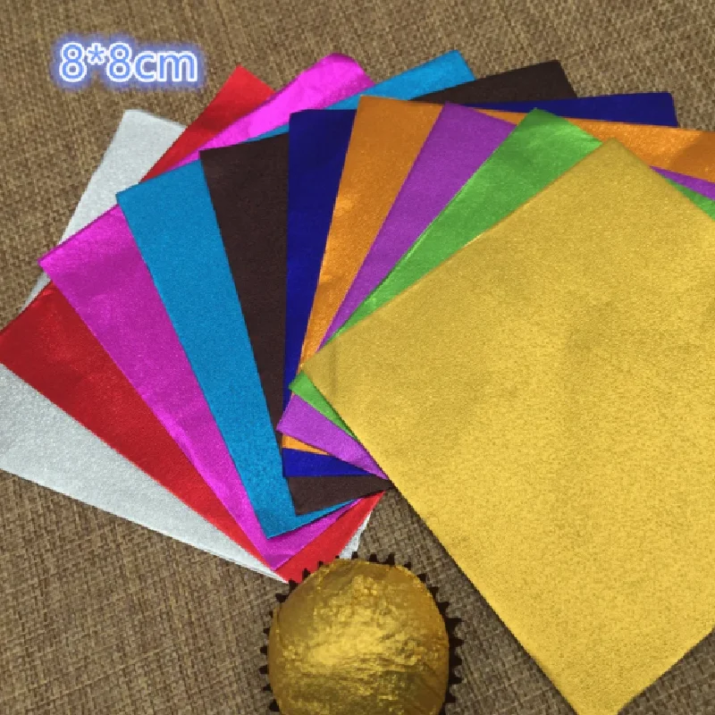 1000Pcs Colorful Glossy Mylar Foil Tin Paper Disposable Chocolate Wrapping Paper for Candy Sugar Nuts Tea Storage Packaging