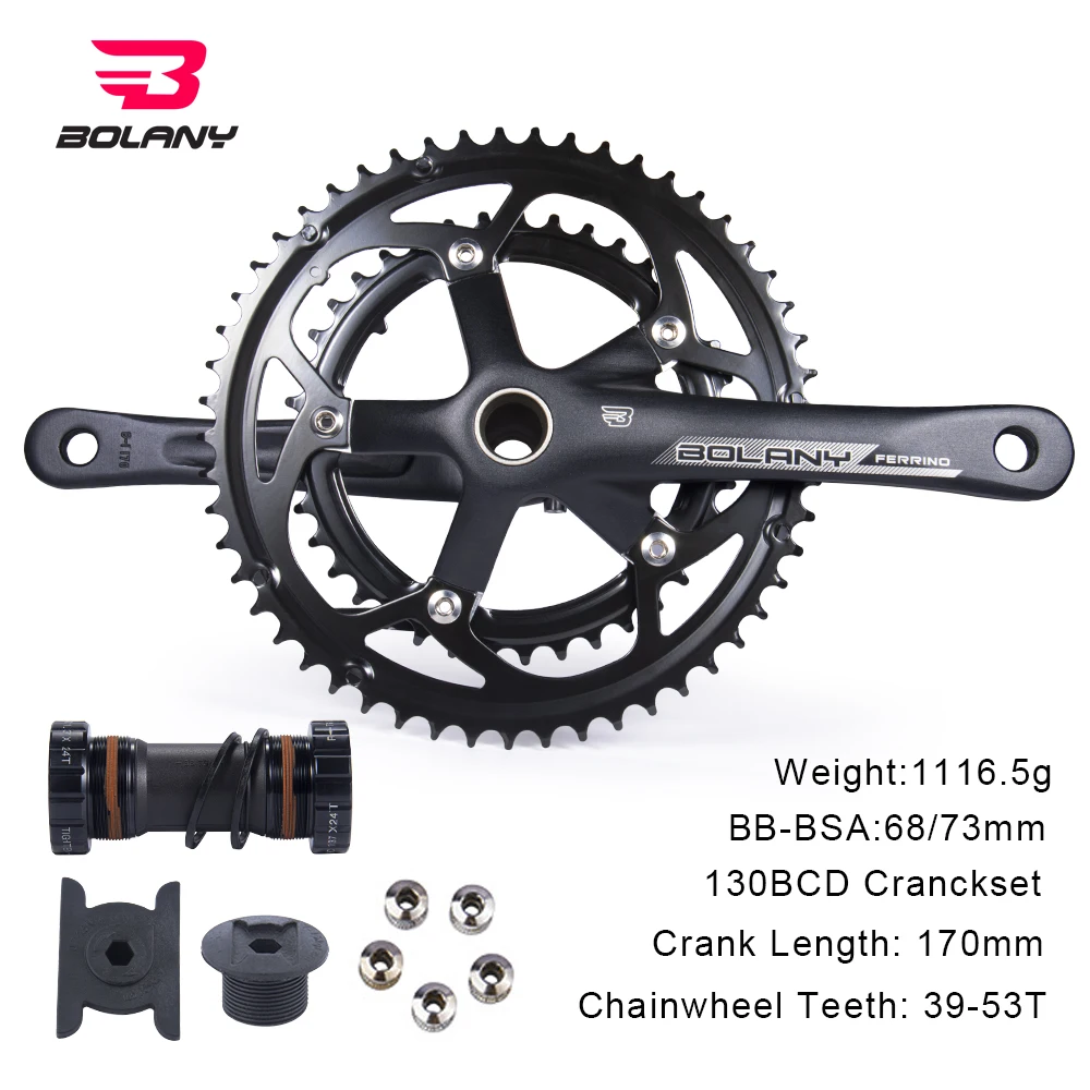 

BOLANY Road Bike Crankset Double Layer One-Piece Chainwheel 130BCD 39/53T 8 Speed 9 Speed Crankset Road Bicycle Accessories