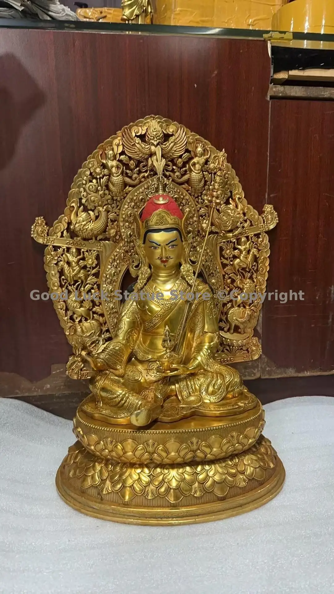 50cm large wholesaler Buddha statue supplier temple believer tara Shakyamuni Bodhisattva Guru Rinpoche longevity power backlight