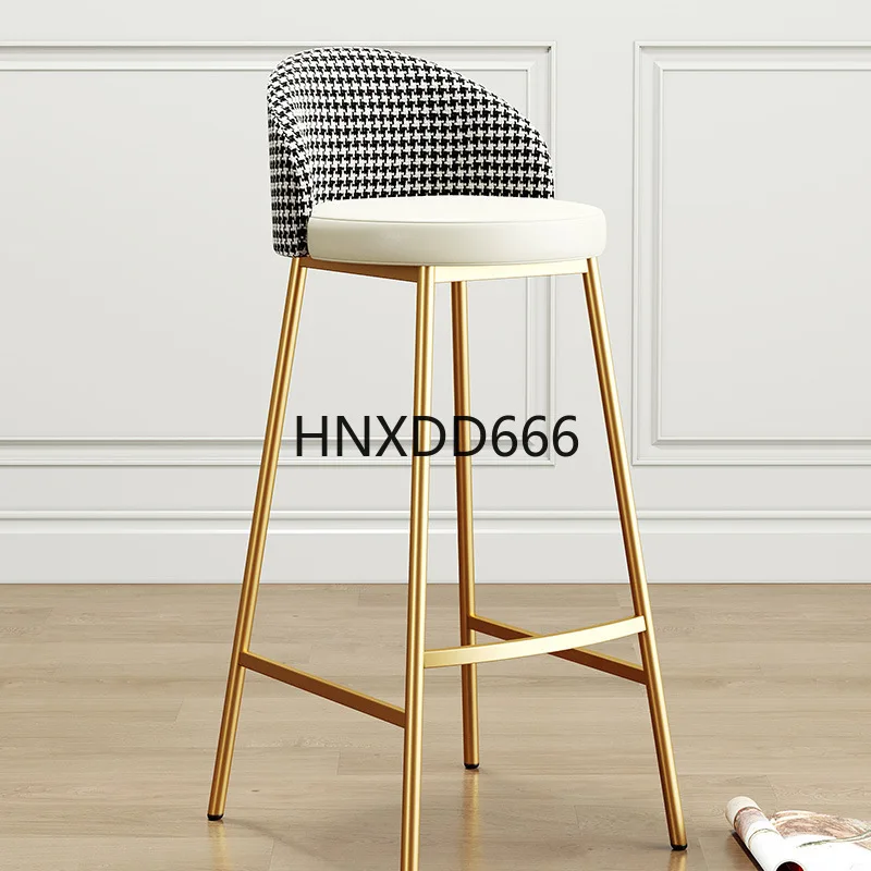 Luxury Retro Counter Barstool Restaurant High Chair Metal Base Bar Stool High Chair for Home Kitchen Bar