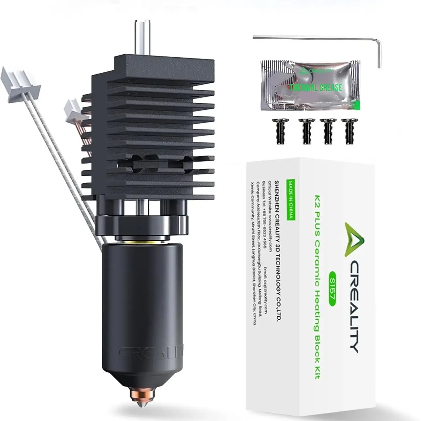 Creality Offizielles K2 Plus Hotend-Zubehörset – Keramik-Heizblock, Einhorn-Schnellwechseldüse, Ganzmetall-integrierte Konstruktion