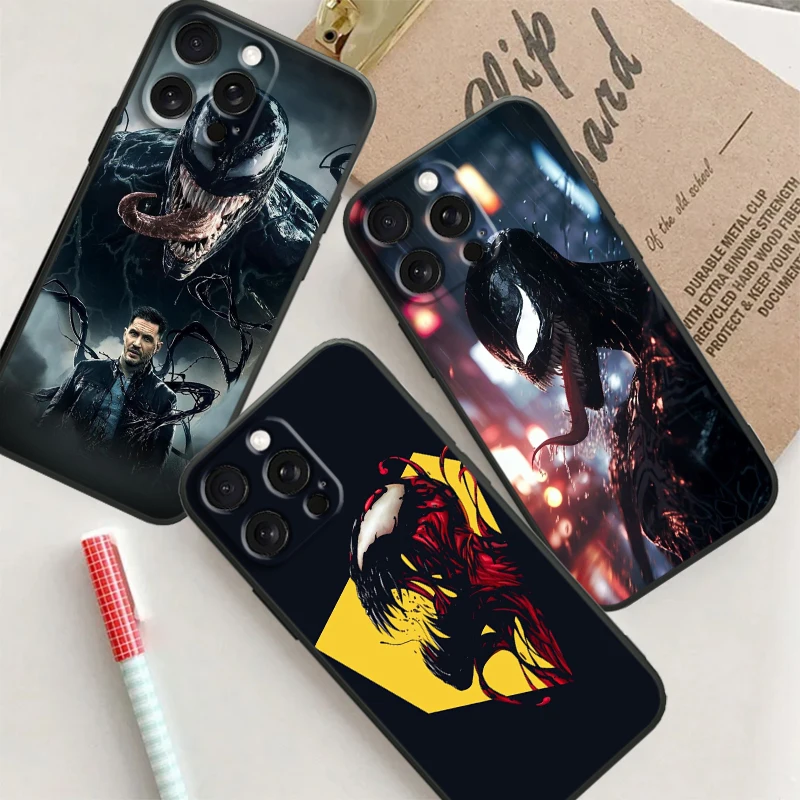 Venom Marvel Cool Mysterious For Apple iPhone 16 15 14 13 12 11 XS XR X Pro Max Plus Mini Black Funda Phone Case