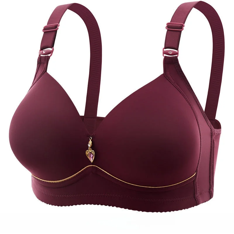 

Comfortable Thin Steel Ring Gathered Magnetic Underwear Bra for Women Summer Large Size Breathable Ladies Bra Nylon Fabric