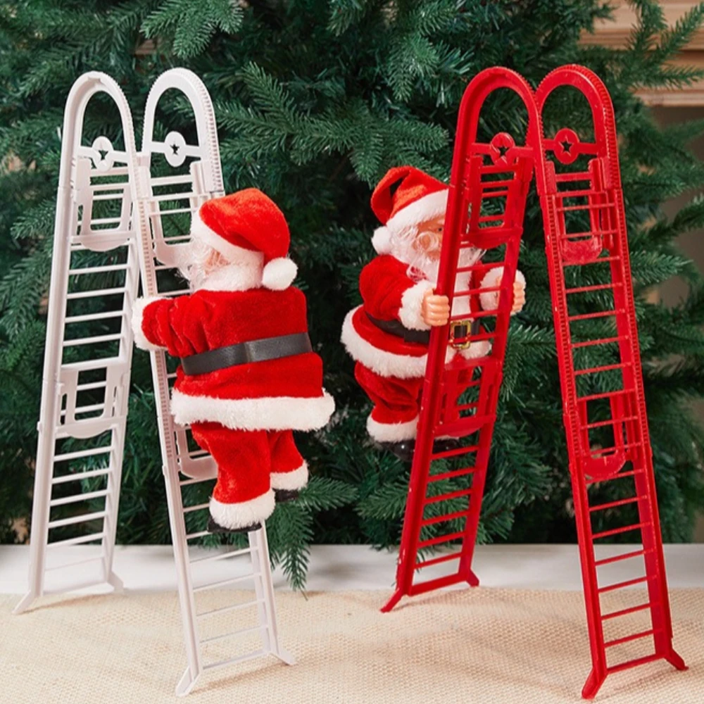 

Red White Climbing Ladder for Santa Claus Christmas Decoration Electric Climbing Ladder Climbing Rope Christmas Gift Decoration