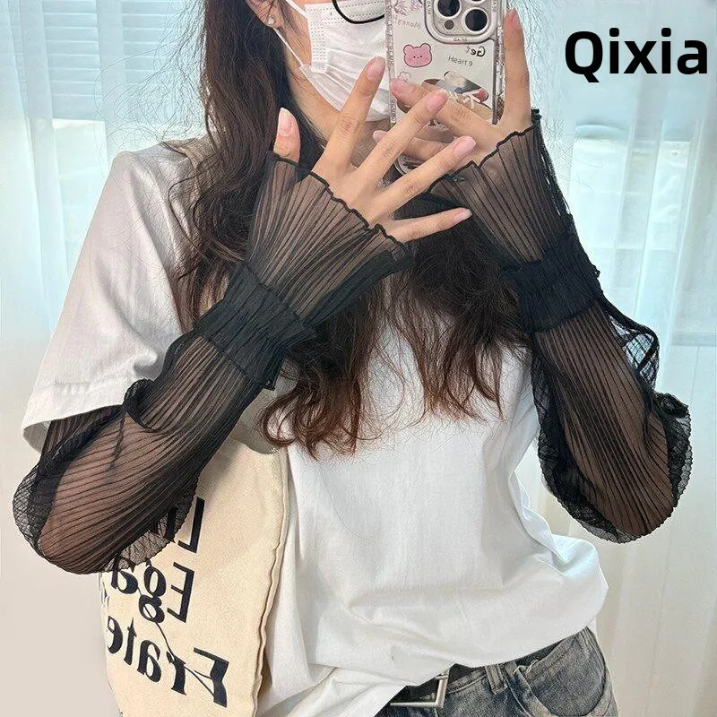 Women's 2026 New Lace Breathable Loose UV Protection Ice Sleeve Thin Summer Sleeve Covers Fashionable Sunscreen Accessories