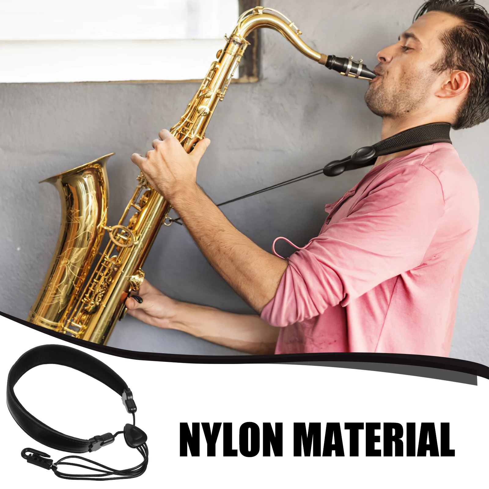 

1 pc Durable Shoulder Strap Adjustable Thickened Neck Strap Universal Fit For All Saxophone Types Sax Harness Saxophone