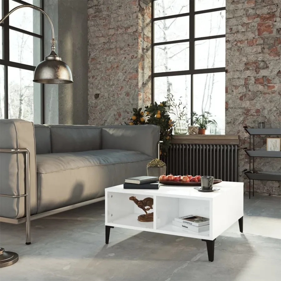 

Coffee Table High Gloss White 23.6x23.6x11.8 Engineered Wood